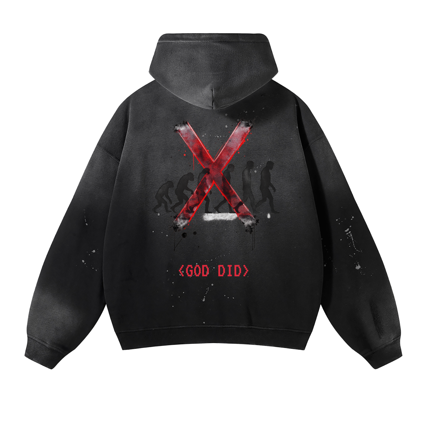 Vintage Washed Frayed Fleece Hoodie