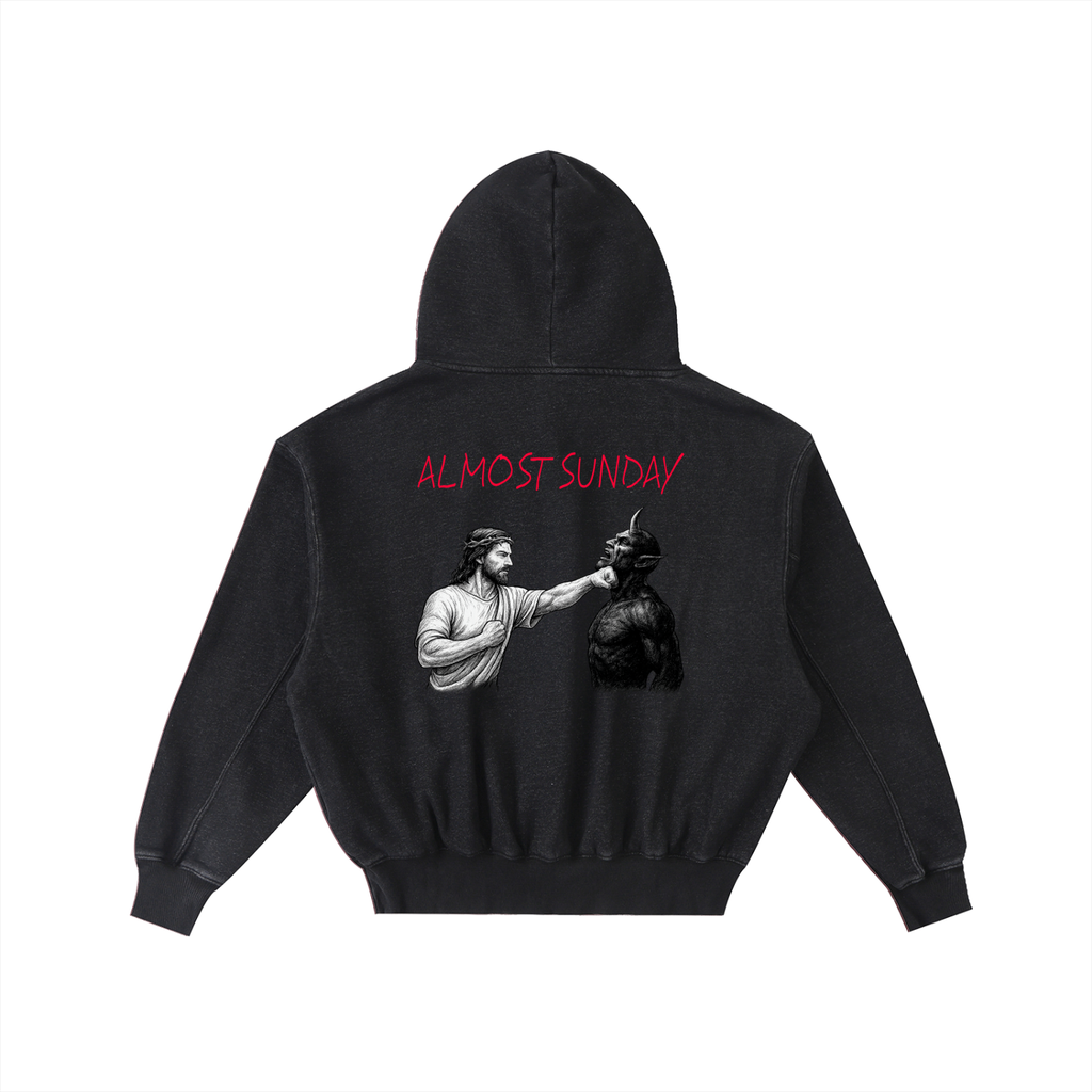Frayed Enzyme Washed Fleece Hoodie