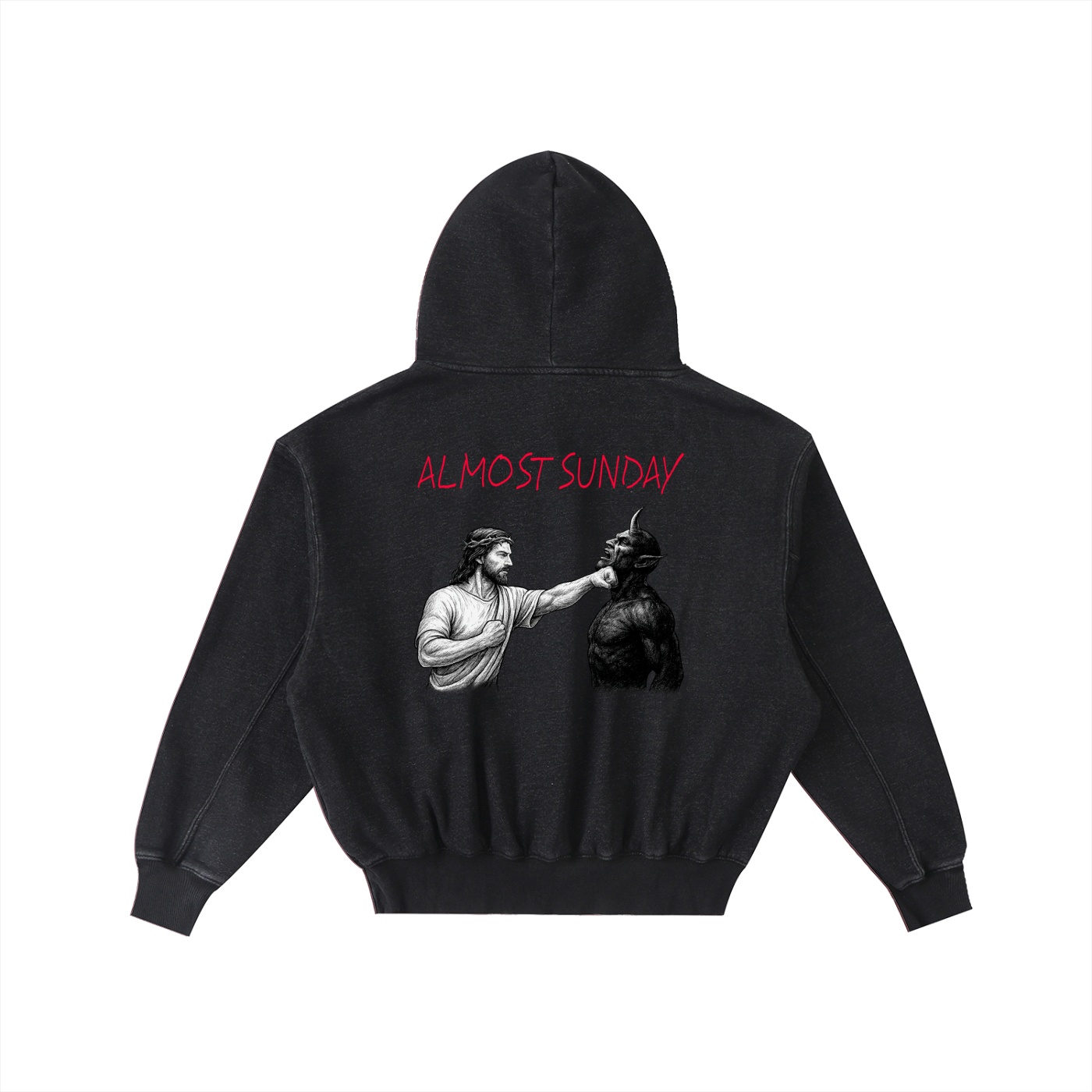Frayed Enzyme Washed Fleece Hoodie